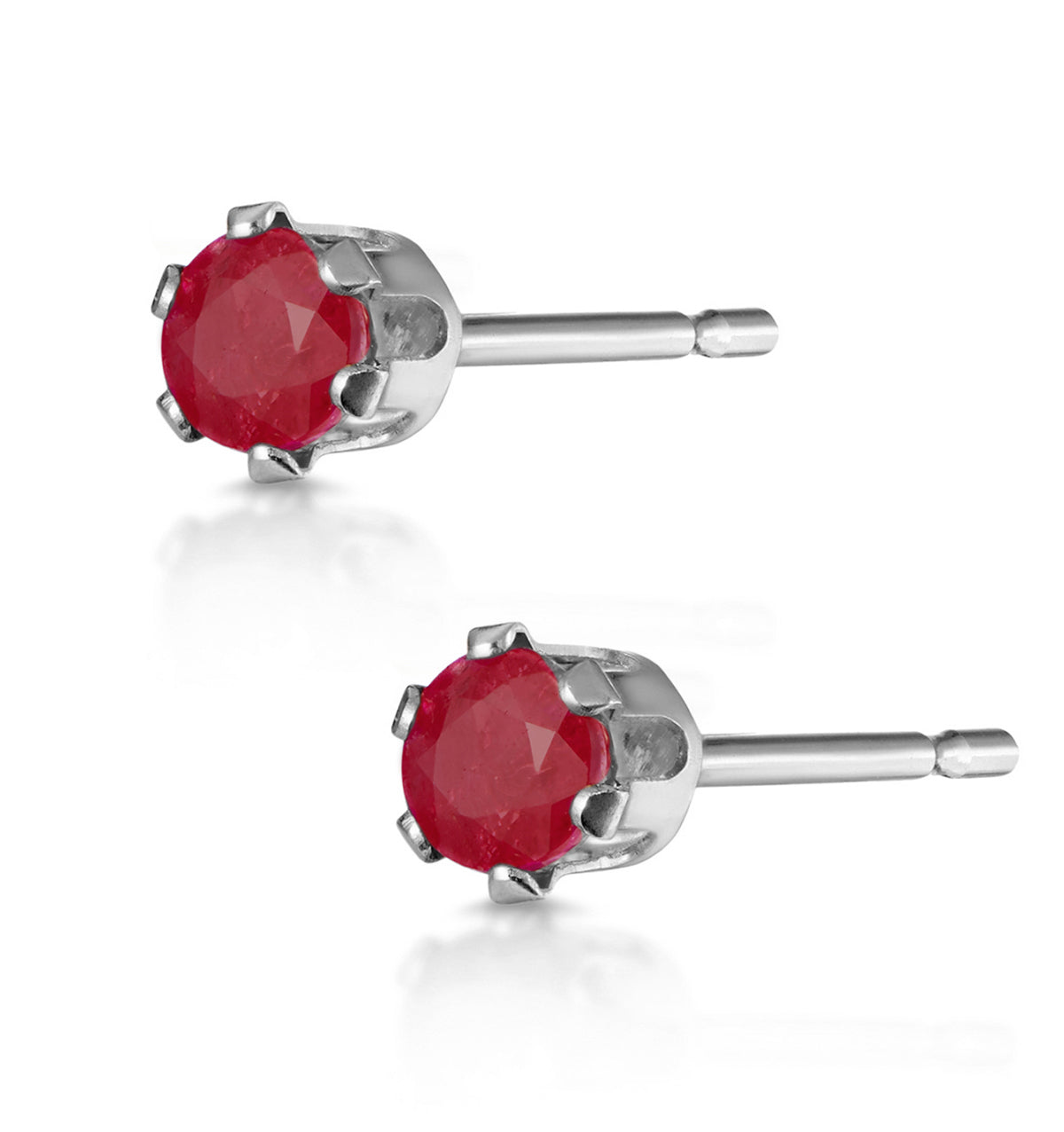 Ruby 3 x 3mm 9K White Gold Stud Earrings